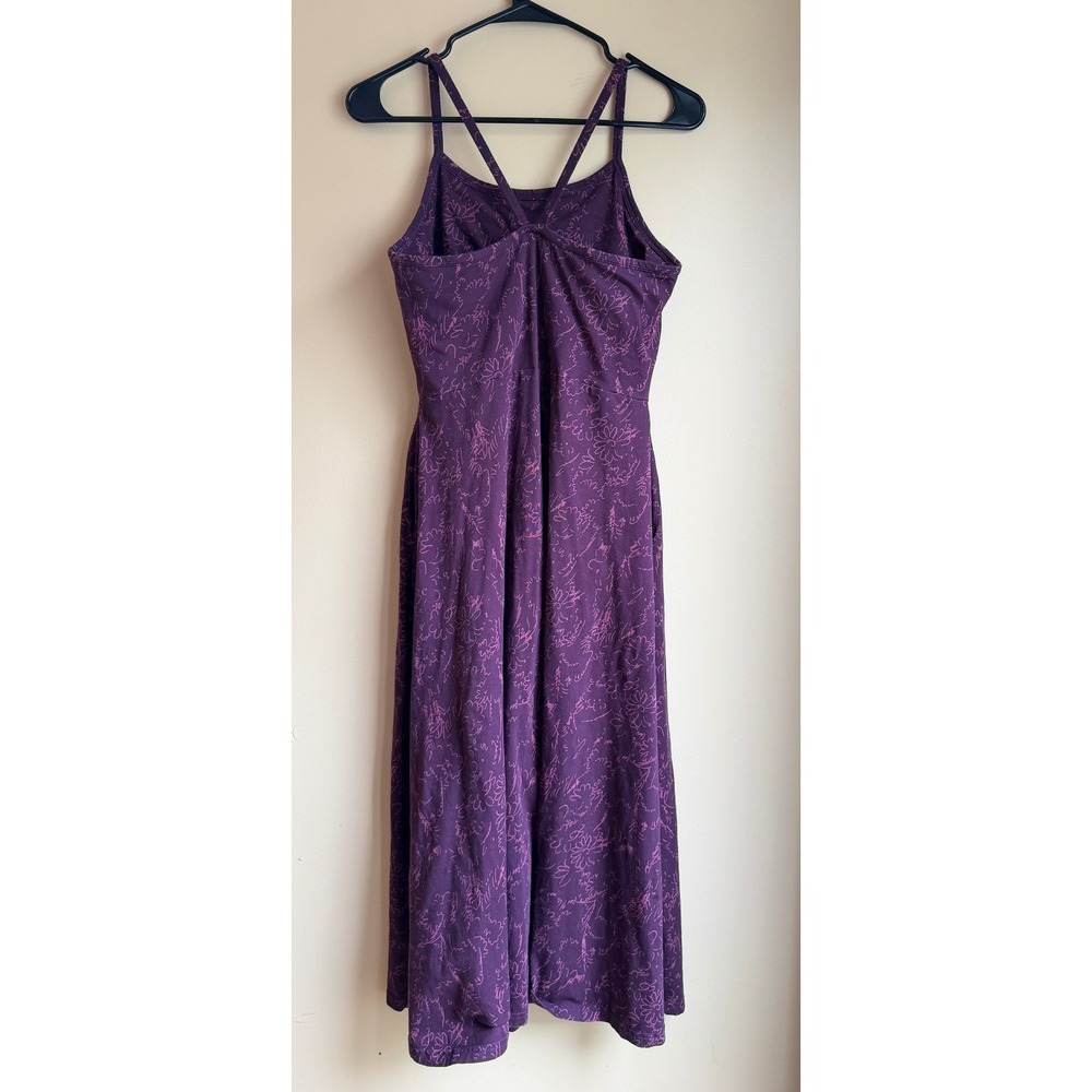 Pact Floral Organic Cotton Midi Dress Sz M Purple Criss Cross Back Beach Coastal - Picture 8 of 13